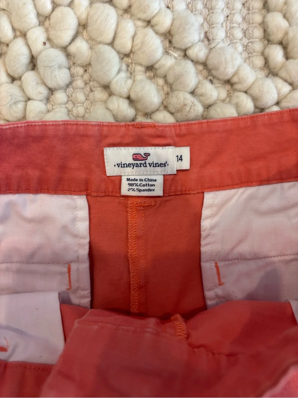 Vineyard Vines Coral Pink Chino Cotton Shorts Girl size 14